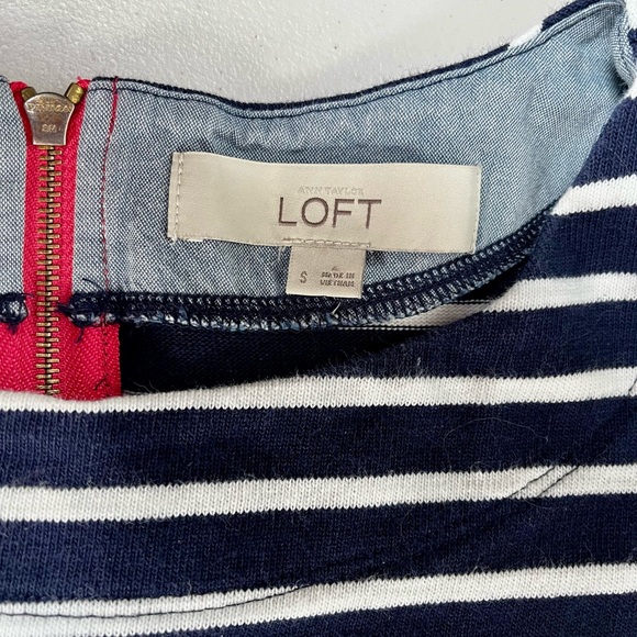 LOFT Navy and White Striped Dress , Small - Picture 4 of 15
